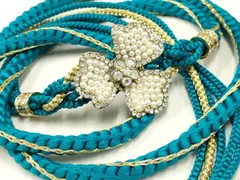 平和屋着物●和装小物　振袖用帯締め　装飾　ラインストーン　パール　金糸　逸品　AABD4031ay
