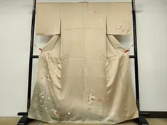 平和屋着物●訪問着　雪輪枝花文　暈し染め　金彩　正絹　逸品　CABA8106ut