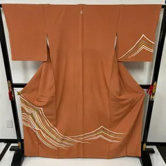 付下げ ちりめん 裄65 上品なデザイン パールトーン加工 着物 正絹 一つ紋 MK-1713