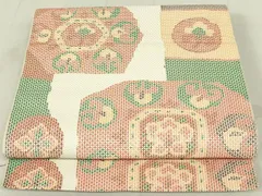 平和屋着物◎本場筑前博多織　八寸名古屋帯　幾何学花文　正絹　逸品　DAAY6759qp