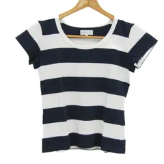 アニエスベー 半袖Ｔシャツ コットン100% ボーダー柄 ブランド トップス 白 レディース T2サイズ ホワイト×ネイビー agnes b. 【中古】