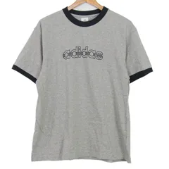 アディダス 半袖Ｔシャツ プリントT コットン100% スポーツウエア トップス メンズ Oサイズ グレー×ネイビー adidas 【中古】