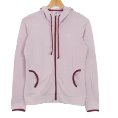 アディダス パーカー 長袖 ストレッチ スポーツウエア トップス レディース Sサイズ ホワイト×ピンク×エンジ adidas 【中古】