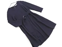 UNTITLED アンタイトル ウール100% ベルト付き ワンピース size1/紺 ◇■ レディース