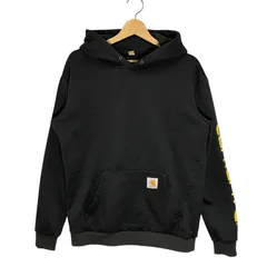 Carhartt カーハート パーカー フーディー プルオーバー 袖プリント ワンポイント刺繡 CHINA製 Mサイズ グレー ブラック