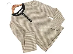 Discoat ディスコート ボーダー ハーフボタン ギャザースリーブ ニット セーター sizeF/オフホワイトｘ黒 ◇■ レディース