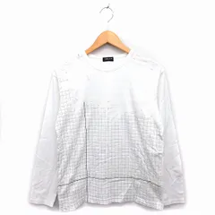 コムサイズム COMME CA ISM カットソー Tシャツ クルーネック コットン 綿 プリント 長袖 L 白 ホワイト /NT28