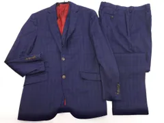 BLACK LABEL CRESTBRIDGE ブラックレーベル クレストブリッジ 羊毛100% チェック セットアップ ジャケット パンツ スーツ 紺 ◇■◎メンズ