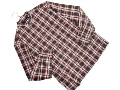 green label relaxing グリーンレーベルリラクシング ユナイテッドアローズ チェック バンドカラー シャツ sizeM/茶 ◇■ メンズ