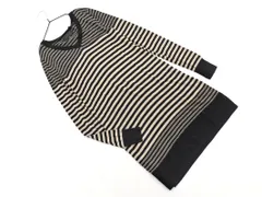 UNTITLED アンタイトル ウール混 ボーダー ニット ワンピース size2/黒ｘベージュ ◇■ レディース