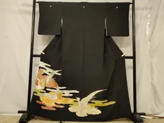 平和屋着物■豪華黒留袖　駒刺繍　エ霞吉祥鳥文　金銀彩　正絹　逸品　CABA2839in
