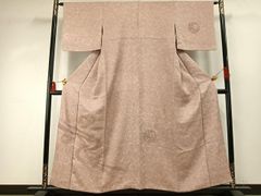 平和屋着物○民芸草木紬 幾何学花文 証紙付き 正絹 逸品 BAAU0168gt