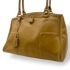 良品　レア　希少　傳濱野　HAMANO ハマノ　ハンドバッグ　肩がけ　レザー　スタッズ　南京錠　キャメル