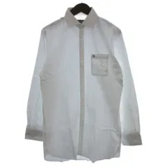 バーバリーブラックレーベル BURBERRY BLACK LABEL シャツ ワイシャツ 長袖 ストライプ ロゴ 刺繍 39 白 ホワイト ■GY14