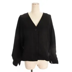 チャオパニック ティピー CIAOPANIC TYPY タグ付き ノーカラー ジャケット Vネック ギャザー レーヨン混 黒 ブラック ONE