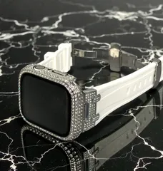 GimelZayinセット esb ホワイト シルバー アップルウォッチ ラバーベルト Apple Watch キラキラ ケース　カバー 38mm 40mm 41mm 42mm 44mm 45mm 46mm 49mm Apple Watch バンド