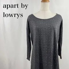 apart by lowrys　アパートバイローリーズ　M　グレー　レディ　ボートネック　ビジュー　ラフ　フレア　長袖チュニックワンピース 3314