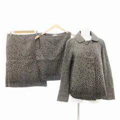 ジュンコシマダ JUNKO SHIMADA セットアップ 3P ジャケット カットソー スカート ひざ丈 ノースリーブ スパンコール 9 グレー /JS ■GY99のサムネイル