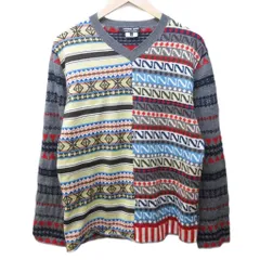 コムデギャルソンオムドゥ COMME des GARCONS HOMME DEUX AD2013 ニット セーター ネイティブ柄 総柄 切替 Vネック ウール L 灰 グレー マルチカラー DL-N008 1115のサムネイル