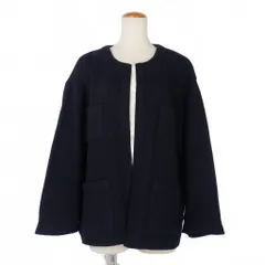 トリココムデギャルソン tricot COMME des GARCONS 90s ワッフル ニット ノーカラー カーディガン 長袖 ネイビー  紺 TJ-050100 D-TK9210