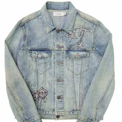 コーチ COACH Embellished DENIM Jacket デニムジャケット Gジャン ジージャン ブルゾン 恐竜 馬車 総柄 スパンコール 刺繍 スタッズ 2 ライトブルー 0520