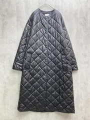 ZARA ザラ フェイクレザー ノーカラーキルティング ロング コート sizeS/黒 ◆■◎レディース