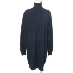 ユニクロ UNIQLO 17AW JW ANDERSON カシミヤオーバーサイズニットワンピース ひざ丈 長袖 タートルネック 厚手 S 紺 ネイビー /X