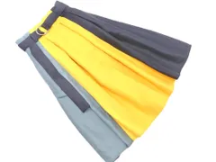 REDYAZEL レディアゼル ベルト付き フレア スカート sizeM/黄x紺xグレーグリーン ■■ レディース