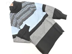 mistico ミスティコ ウール混 ボーダー 柄編み タートルネック ニット セーター size38/黒ｘグレーｘ水色 ◇■ レディース