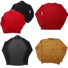 古着卸 まとめ売り ノーティカ NAUTICA セーター 5枚セット (メンズ L ) バイカラー ハーフジップ ニット クルーネック 中古 古着 NC8053