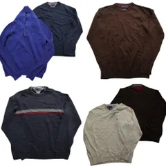 古着卸 まとめ売り トミーヒルフィガー セーター 6枚セット (メンズ M ) プルオーバー ワンポイント Ｖネック ニット 中古 古着 NC8074