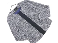 ketty ケティ ツイード ノーカラー ジャケット size2/紺 ◇■ レディース