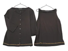 UNTITLED アンタイトル ウール100% ビーズ アンサンブル カーディガン size9/濃茶 ◇■ レディース