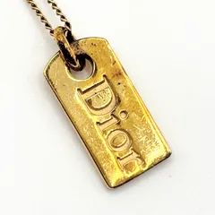 ヴィンテージ Christian Dior クリスチャン ディオール ネックレス ゴールドカラー GP メッキ ロゴ プレート レディース　メンズ　ユニセックス 【中古】【送料無料】