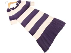 UNTITLED アンタイトル ウール混 ボーダー ニット ワンピース size2/ベージュｘ紫 ◇■ レディース