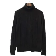 HALHAM ハルハム 秋冬 ケーブル アラン編み★ タートルネック ニット セーター Sz.L メンズ 黒
