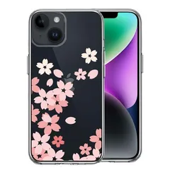 iPhone14 ケース クリア 桜 スマホケース 側面ソフト 背面ハード ハイブリッド