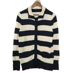 TOMMY HILFIGER トミーヒルフィガー 秋冬 ロゴ刺繍★ ウール ボーダー ニット 長袖 シャツ Sz.M レディース