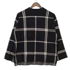 GLOBAL WORK グローバルワーク 秋冬★ チェック ニット セーター モックネック Sz.M レディース 黒