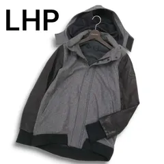 LHP エルエイチピー 秋冬★ 本革 リアル レザー × メルトン ウール フーディー スタジャン ジャケット Sz.1 メンズのサムネイル