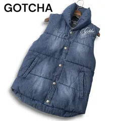 GOTCHA ガッチャ 秋冬★ ロゴ刺繍 USED加工 インディゴ 中綿 ベスト Sz.S メンズ サーフのサムネイル