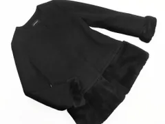 QUEENS COURT クイーンズコート ウール100% フェイクファー 付 ノーカラー ジャケット size1/黒 ◇■ レディース