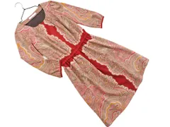 Style com スタイルコム 総柄 Aライン ワンピース size9/赤ｘベージュ ◇■ レディース