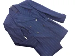 marie claire マリクレール ウール100% ストライプ テーラード ジャケット size9/紺 ◇■ レディース