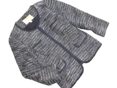 BANANA REPUBLIC バナナリパブリック ツイード ノーカラー ジャケット size0/紺 ◇■ レディース