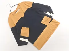 AZUL basic アズールバイマウジー Vネック ニット セーター sizeM/ベージュｘ紺 ◇■ レディース