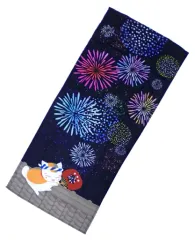 【中古】雑貨 ニャンコ先生(花火/ロング) 和風てぬぐい 「一番くじ 夏目友人帳 ～お祭りニャンコ先生～」 E賞