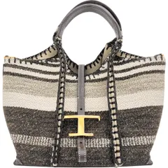 【TOD’S/トッズ】Tタイムレス ショッピングバッグ 2WAYショルダーバッグ  阪急限定 ハンドバッグ ウール/レザー ブラウン/ベージュ/ホワイト/ブラウンレザーハンドル ゴールド金具 レディース