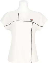 フィラ FILA テニス ゲームシャツ レディース ウィメンズ 女性 大人 半袖 Tシャツ レディースウェア サーマルスキン素材 汗冷え防止 リズミカル パイピング 立体感 部活 クラブ  EL0220 20Z ネイビー