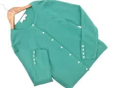 KUMIKYOKU 組曲 ウール100% ニット カーディガン size2/緑 ◇■ レディース